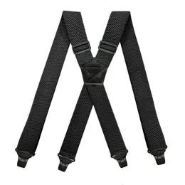 Suspenders Heavy Duty Work Suspenders for Men 3.8cm Wide X-Back with 4 Plastic Gripper Clasps Adjustable Elastic Trouser Pants Braces-Black 230921