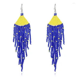 Dangle Earrings Ethnic Handmade Colorful Long Tassel Bohemian Geometry Blue Bead Drop Earring Statement Women Jewelry Wholesale