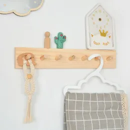 Домашний деревянный креативный простой крючок для пальто, настенная вешалка, крючок для сумки для ключей, кухонные принадлежности, дверное полотенце для спальни, 7 крючков