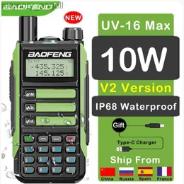 walkie talkie baofeng uv16 max 10w walkie talkie ip68 مضاد للماء عائق مزدوج النطاق cb ham ثانويين من النوع usb usb uv9r uv5r plus hkd230922