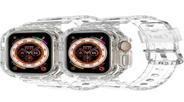 Спортивные прозрачные ремешки с чехлом для часов серии 7 8 ультра 49 мм, прозрачный силиконовый ремешок с броней iwatch 5 6 SE 40 417101687