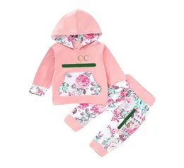 In stock classic fashion letters Toddler Baby Girls Clothing Sets 100 Cotton Kids Sportswear Clothes autumn child designer garmen8241993
