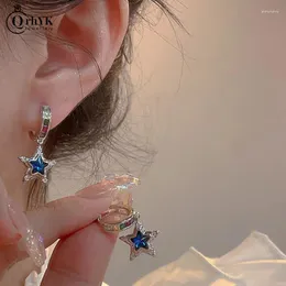 Hoop Ohrringe 1 Paar Koreanische Stil Mode Blau Stern Punk Ästhetischen Mini Niedlich Für Frauen Zubehör Mädchen Schmuck