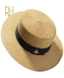 Ladies Sun Fedora Small Bee Straw European and American Retro Gold Braided Hat Female Sunshade Flat Cap Visors Hats RH Y2007166512898