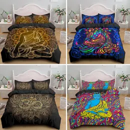 Bedding sets Buddha Set Mandala Quilt Cover Peace Design Bed Sets Bohemian Bedclothes 2 3pcs housse de couette 230921