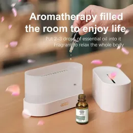 7 colors Flame Effect Ultrasonic Humidifier and Aromatherapy Diffuser with LED Lighting - USB Powered Essential Oil Air Freshener for Bedroom and Travel