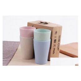 tumblers eco-friendly 4 colors available wheat st tumbler set 10 oz reusable plastic tooth cup sn746 drop delivery home garden kitch dhkor