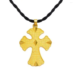 Pendant Necklaces Anniyo 6.4cm Ethiopian Cross Jewelry And Black Rope For Women Eritrea African Ethnic Ornaments #160316