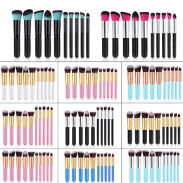 Fashion 10 Pcs Makeup Brushes Kits 5 Large 5 Small Soft Fiber Cosmetic Foundation Powder Eyelash Brushes