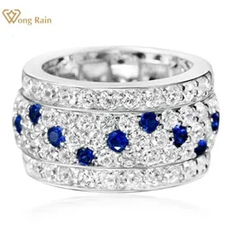 خواتم الزفاف Wong Rain 18K Gold Plated Luxury 925 Sterling Silver Lab Sapphire High Carbon Diamonds Gemstone Ring Band Gine Jewelry 230922