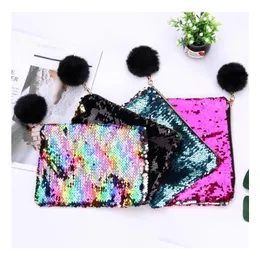 storage bags 21cmx16cm sequins mermaid glitter makeup fashion handbag lady cosmetic bag evening clutch pouch sn2263 drop delivery ho dh0g9