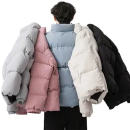 Parka da uomo in piumino streetwear cappotto invernale retrò da uomo giacca a bolle tinta unita oversize caldo piumino coreano moda 230921