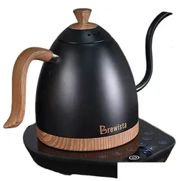 Caffettiere Brewista Manico in legno Bollitore termostatico Tè a collo di cigno Elettrico in acciaio inossidabile 600 ml 1 0 l 230721 Consegna a domicilio G Dheug