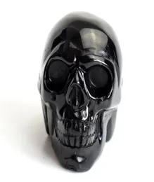 19 인치 천연 차크라 블랙 흑요석 조각 크리스탈 레이키 치유 현실적인 인간 두개골 모델 벨벳 P2580682