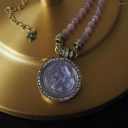Collana vintage da donna con catene di angelo del sonno viola opale