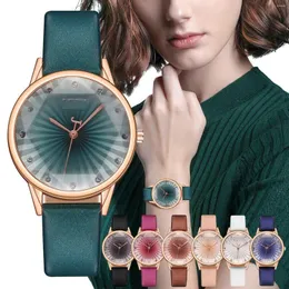 Wristwatches Creative Striped Quartz Watch Leather With Diamond Strap Relojes De Mujer Clasicos Relogios Feminino Reloj Elegante