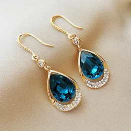 Hoop Huggie Fashion Blue Water Drop Long Hanging Earrings For Women Elegant Girl Tassel Earring Stylish Jewelry Personality Gift 230921