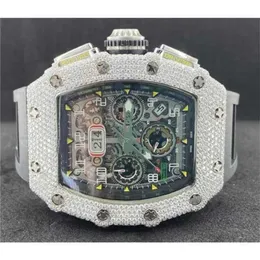 Designer Watch Richarmilles Tourbillon Automatic Mechanical Wristwatches Swiss 17 Carat VVS1 039 White Mosonite Diamond Round Cut Automatic Luxury Mens W WN-B2IY