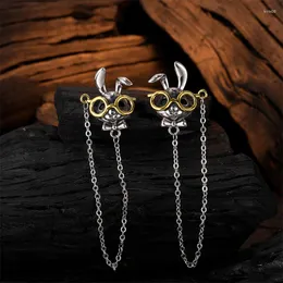 Dangle Earrings 925 Sterling Silver Vintage Tassel Chain Long Drop For Women Girls Cute Glasses Party Jewelry Gift