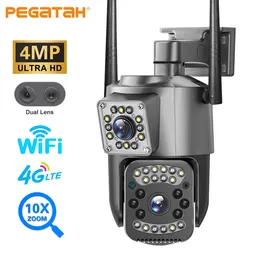 Câmeras IP Wifi 4G Câmera 4MP 2K PTZ Lente Dupla 10X Zoom Outdoor Security Wireless Night Vision Video Vigilância CCTV 230922