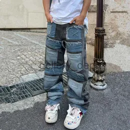 Dżinsy męskie 2023 Cyber ​​Y2K streetwear workowane w stosy dżinsy spodnie Mężczyźni ubrania proste punk wiele kieszeni jeansowe spodnie Vetements Homme J230922