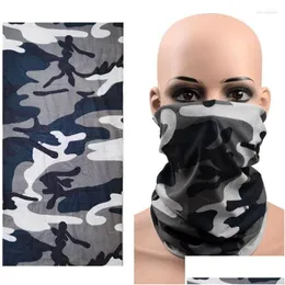 Bandanas Camouflage Cycling Face Mask Tactical Military Scarf Neck Gaiter Men Seamless Bandana Women Headband Clava Tube Shield Drop D Dhgfn