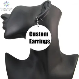 SOMESOOR Personalized Afro Wood Drop Earrings 6cm African Blacks Art Custom Printed Jewelry No MOQ For Black Women Gifts 1Pair1235c