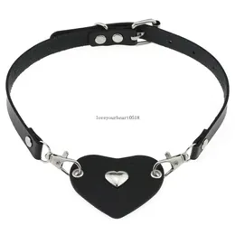 Schwarzes Leder Herz Halsband Goth Halskette Punk Halsband für Frauen Mädchen Chocker Kawaii Schmuck Grunge Accessoires