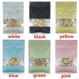 Universal Zipper Mylar Packaging Bags Maple Leaf Plastic Smell Proof Pouch Zipper Lock For Food Long Term Tobacco Tea Candy Coffee Snack Nuts Dry Herb Fruit Storage