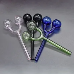 5.5inch Double oil Burner Ball colorful thick heady Smoking glass Tube skull water pipe for hookah hand pipes