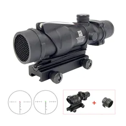 ACOG 4X32 Fiber Source Scope Red Illuminated Fiber Optics 4x Magnifier Hunting Airsoft Riflescope Chevron Glass Etched Reticle with Killflash Protective Cover