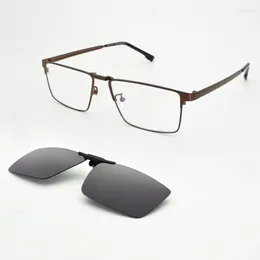 Sunglasses Frames Polarized Can Flip The Clip Men's Brown Myopia Driving Glasses Adsorption On Prescription Frame Blue