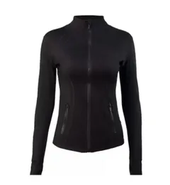 LL Giacca sportiva da donna a maniche lunghe Giacca fitness tinta unita Abbigliamento sportivo ad asciugatura rapida Top Felpa con cerniera solida Abbigliamento sportivo Vendita calda