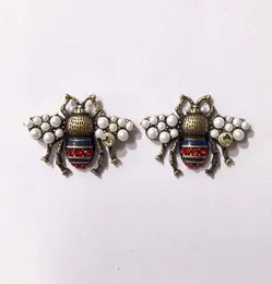 Fashion Brand Jewelry Pearl Wing Bee Stud Earrings Pearl Stud Earrings Brass Vintage High Quality Designer Earrings 20204043371