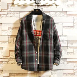Men's Casual Shirts Plaid Men Shirt Slim Fit Spring Flannel Red Check Long Sleeve Designer Homme Cotton Male Clothes B50268E