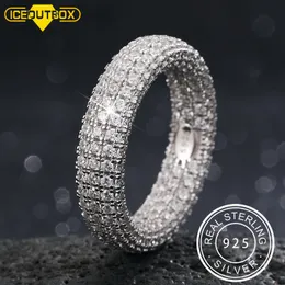 Bröllopsringar Hip Hop Real 925 Sterling Stamp Ring Luxury Full Cubic Zircon Gold Charm smycken Punk Male Women Finger Size 7 10 Unisex 230921