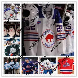 Custom College Rochester Americans Хоккейная майка Джон Петерка Джек Куинн Майкл Мерш Артту Руотсалайнен Итан Проу Брэндон Биро Шон Мэлоун Линус Джерси