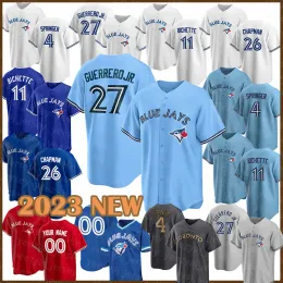 2023 New Man Blue Jays Baseball Jersey 27 Vladimir Guerrero Jr 4 George Springer 12 Daulton Varsho Bo Bichette Matt Chapman Alejandro Kirk T