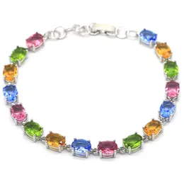 Charm Bracelets 925 SOLID STERLING SILVER BRACELET 13g Multi Color Tourmaline Citrine Peridot Violet Tanzanite Topaz Daily Wear Sell 230921