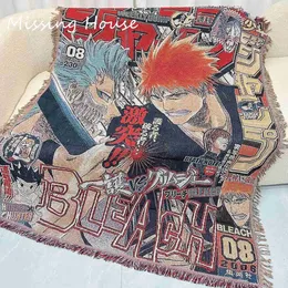 Blankets Bleach Anime Throw Towel Blanket Tapestry Bedspread Outdoor Camp Beach Towels Sofa Chair Cover Mat Rug Tassel HKD230922