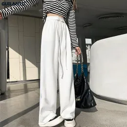 Kadın Pantolon Capris Sonbahar Y2K Beyaz Siyah Bandaj Spor Pantolonları Kadın Bolca Nedensel Yüksek Bel Street Giyim