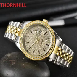 Männer Uhren Frauen Uhr 40mm Quarzwerk Alle Diamanten Zifferblatt Ring Iced Out Armbanduhr Hohe Qualität Unisex Kleid Armbanduhren LAD2291