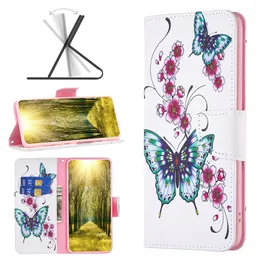 حالات أنماط Samsung A35 A55 A05 A15 A25 S23 Fe A14 A24 A34 A54 S22 Ultra Plus 4G 5G Wallet Leather Flower Butterfly Case