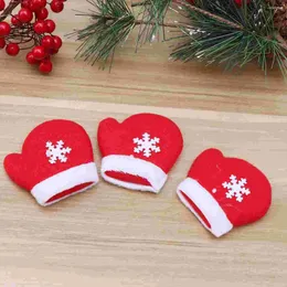 Lagringsflaskor 10st jul tecknad lapp diy tyg pasta Sying Dekorativa tillbehör handskar med snöflinga Applique