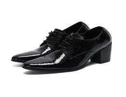 Batzuzhi 75CM Heels High Ankle Boots Men Pointed Toe Laceup Black Gneuine Leather Men Boots Business Party Big Sizes US6124882882