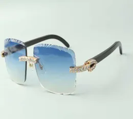 2021 солнцезащитные очки с режущими линзами XL и бриллиантами 3524020, натуральные черные рога буйвола, дужки, размер очков 5818140 мм8160930