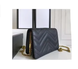 Hihg Luxurys 디자이너 지갑 가방 여성 패션 클래식 웨이브 지갑 체인 어깨 가방 고전 진정한 가죽 핸드백 지갑 luxu1173096