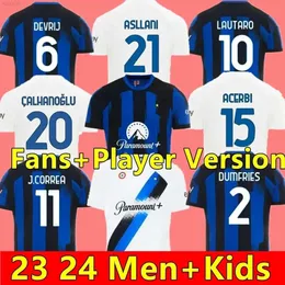 Inter 22 23 24 Soccer Jersey Milans 2 Denzel Dumfries 36 Matteo Darmian 6 Stefan de Vrij 1 Yann Sommer 9 Marcus Thuram 30 Carlos Augusto Internazionale hem borta