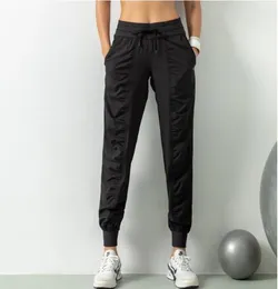 LL Nefes Alabilir Spor Pantolon Giysileri Kadın Joggers hızlı kuru ince gevşek koşu eğitim fitness tozluk dokuz nokta cep sıradan pantolon lu