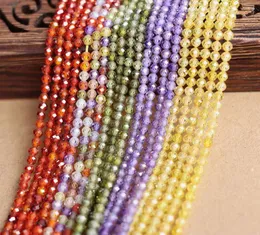 Pärlor natursten zirkon fasetterad rund frö pärla liten liten perle för smycken gör handarbete diy kvinnor armband halsband